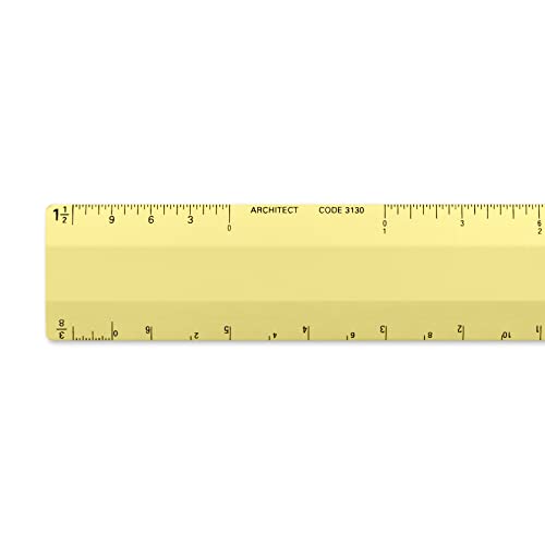 Alumicolor Architect 6 inch Ruler Scale w/ 4 Bevel Design for Drawing, Drafting & Engineering, Calibrations Divided by (1/8, 1/4), (1/2, 1), (3/8, 3/4), (3, 11/2), Gold - color: Gold