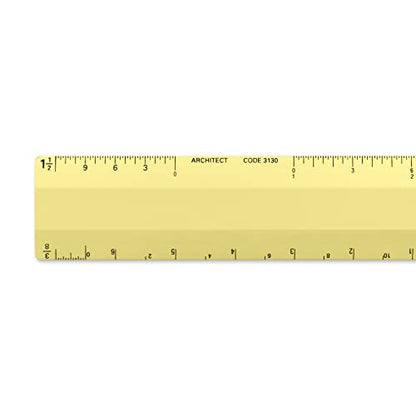 Alumicolor Architect 6 inch Ruler Scale w/ 4 Bevel Design for Drawing, Drafting & Engineering, Calibrations Divided by (1/8, 1/4), (1/2, 1), (3/8, 3/4), (3, 11/2), Gold - color: Gold