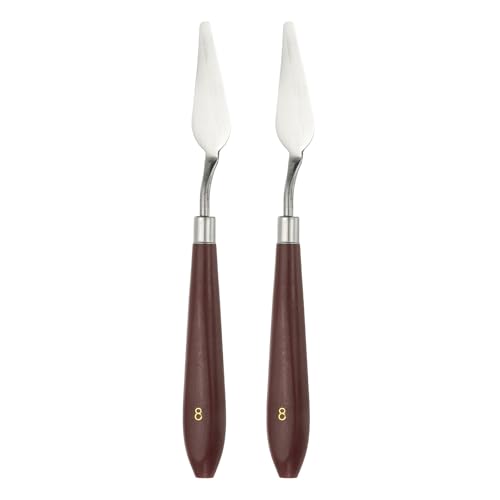HARFINGTON 2pcs Palette Knife Painting Tool 2.09" x 0.71" Stainless Steel Art Spatula Pallet Knives Scrapers Tools with Plastic Handle for Acrylic Oil Canvas Mixing Spreading, Red/Silver - size: 2.09" x 0.71"