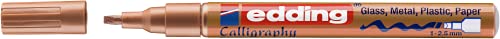 edding 753 Gloss Paint Marker Calligraphy - Copper - 1 Paint Marker - Calligraphy Nib 1-2.5 mm - for Glass, Stone, Plastic, Paper - Waterproof, Highly Opaque - Bullet journals, Hand Lettering - color: 05: 1 Pen - Copper