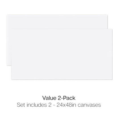 KINGART 812-2 Stretched White Canvas for Painting, 24 x 48 Inch, Pack of 2 - size: 24 x 48 Inch