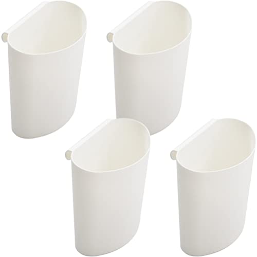 Cabilock Hanging Cup Holders, 4 Pack Plastic Rolling Cart Organizer, White | Hanging Storage Basket, For Pencil Makeup Art Craft Beauty Salon, Space Saving