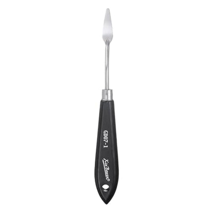 HARFINGTON Palette Knife Painting Tool 7.2" Stainless Steel Pointed Blade Spatula Painting Pallet Knife with Hole Design Beech Wood Handle for Oil Acrylic Canvas, Black/Silver - size: 7.2" x 1.3" x 0.43"