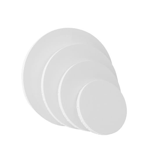 TRANSON 4 Sizes 12" 10" 8" 6" Round Shaped Stretched Canvas Primed Ready for Painting - size: Round 4PCS
