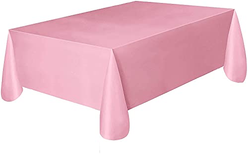 Pack of 4: Disposable Plastic Tablecloths/Table Covers, 54 x 108 inches Rectangle Table Cover Waterproof & Disposable – Ideal for Birthday Parties, Weddings, Picnics, and Events (Pink) - color: Pink