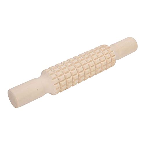 Clay Roller Wooden Solid Clay Rolling Pin Pottery Modeling Tools Dough Roller Baking Pastry Cake Pizza Roller (Lattice Type)