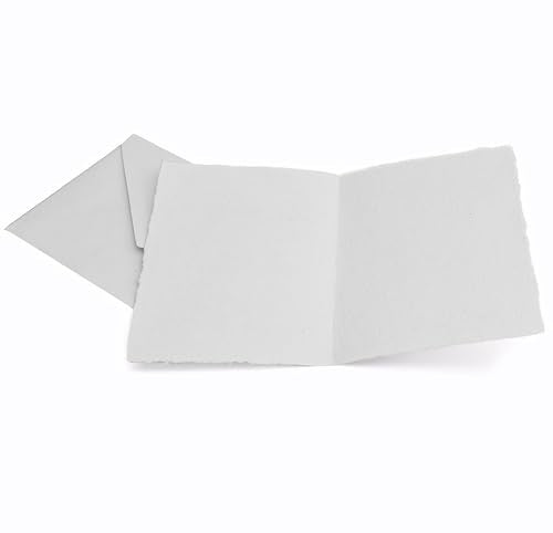 WANDERINGS Handmade Deckle Edge Blank Greeting Cards & Envelopes - 300 GSM Paper– 20 Cards for Invitations, Thank Yous, Greeting, Get Well and Birthday Cards (Blank) - color: Blank Paper
