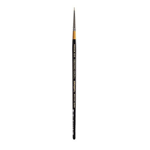 KINGART Premium Original Gold 9650-10/0 Spotter Series Artist Brush, Golden Taklon Synthetic Hair, Short Handle, for Acrylic, Watercolor, Oil and Gouache Painting, Size 10/0 - size: 10/0