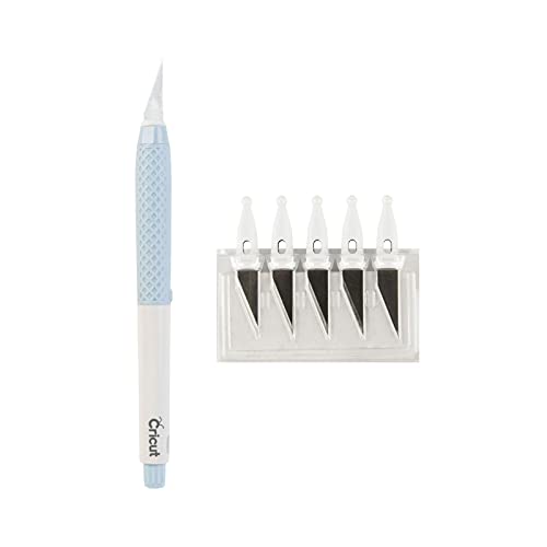 Cricut 2004843 TrueControl Knife Kit - For Use As a Precision Knife, Craft knife, Carving Knife and Hobby Knife - For Art, Scrapbooking, Stencils, and DIY Projects - Comes With 5 Spare Blades - [Blue] - color: Blue, style: Craft Knife