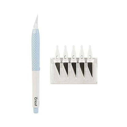 Cricut 2004843 TrueControl Knife Kit - For Use As a Precision Knife, Craft knife, Carving Knife and Hobby Knife - For Art, Scrapbooking, Stencils, and DIY Projects - Comes With 5 Spare Blades - [Blue] - color: Blue, style: Craft Knife