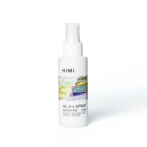 HIMI Gouache Wetting Spray 100ml (3.38 oz), Moisturizing Palette Spray for Gouache Paint, Reactivates Dry Pigments, Professional Art Supplies & Gift for Artists and Hobbyists - size: 3.38 Fl Oz (Pack of 1)