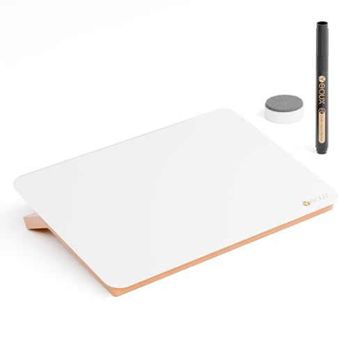 Yeoux Desktop Glass Whiteboard with Reversible Wood Stand 6.7"x9.5" - color: Beech-white Horizontal