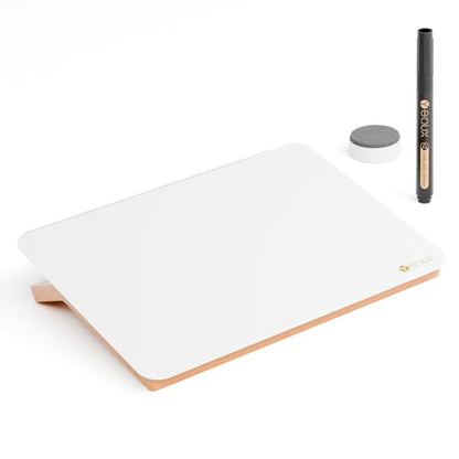 Yeoux Desktop Glass Whiteboard with Reversible Wood Stand 6.7"x9.5" - color: Beech-white Horizontal