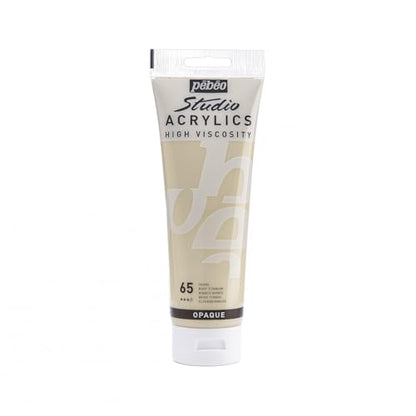 Pebeo Studio Acrylics High Viscosity, Fine Acrylic, 250 ml - Buff Titanium - color: Buff Titanium