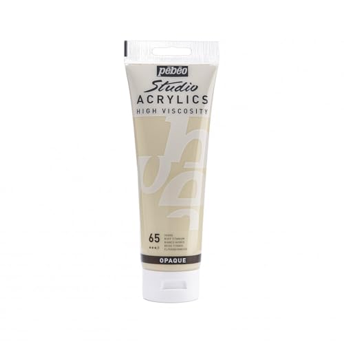 Pebeo Studio Acrylics High Viscosity, Fine Acrylic, 250 ml - Buff Titanium - color: Buff Titanium