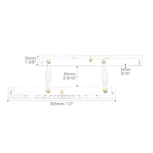 QWORK Parallel Ruler with Clear Markings, 12 in Navigation Plotting Tool, Clear Scale Nautical Plotter, Mapping Points to Pull Parallel Ruler