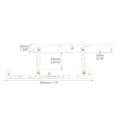 QWORK Parallel Ruler with Clear Markings, 12 in Navigation Plotting Tool, Clear Scale Nautical Plotter, Mapping Points to Pull Parallel Ruler