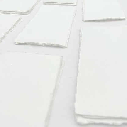 Handmade 200 GSM Cotton Rag Deckle Edge Paper – Pack of 25 Sheets – Premium Textured Wedding Invitation, Calligraphy, Watercolor Mixed Media (4x9" (Menu Card)) - size: 4x9" (Menu Card)