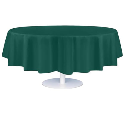 Grandipity Plastic Table Cloth Disposable 12 Pack 84" Round Dark Green | Plastic table covers, durable disposable tablecloths, fade and tear-resistent table cover for party, event - color: Dark Green, size: 84in. Round