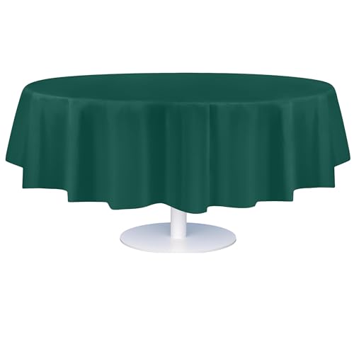 Grandipity Plastic Table Cloth Disposable 12 Pack 84" Round Dark Green | Plastic table covers, durable disposable tablecloths, fade and tear-resistent table cover for party, event - color: Dark Green, size: 84in. Round