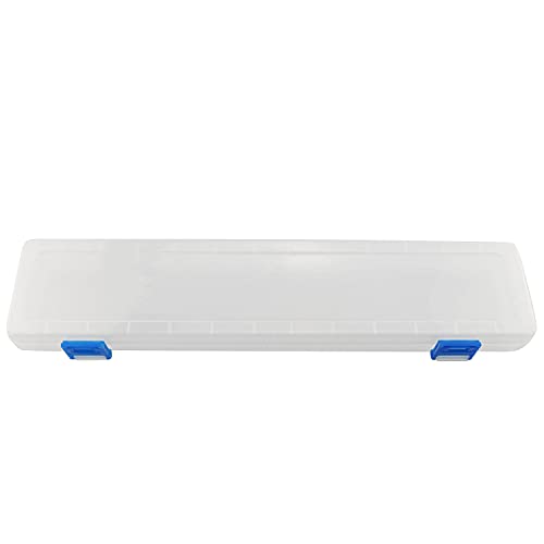 Transparent Brushes Storage Box Paint Brush Drawing Pen Container with Buckle Design 13x2.76x1.38inch for Watercolour Oil Paint Pencil Drawing Tools