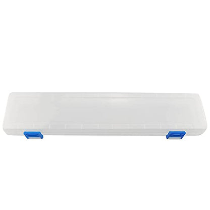 Transparent Brushes Storage Box Paint Brush Drawing Pen Container with Buckle Design 13x2.76x1.38inch for Watercolour Oil Paint Pencil Drawing Tools