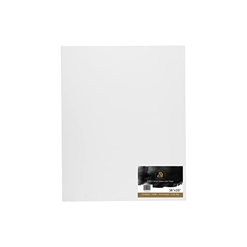 New York Central Watercolor Paper - 16x20-1 Pack of 10 Sheets, 140 lb. Hot Press - 100% Cotton, Acid-Free, Archival Quality, Bright White Watercolor Paper Pad for Wet & Dry Media - size: 16x20"