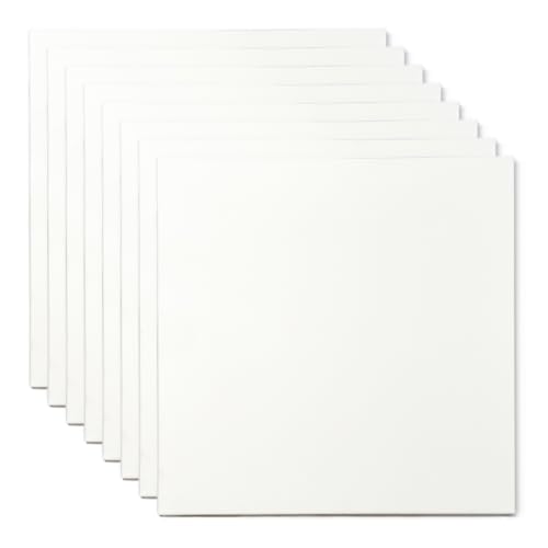 KINGART 838-8 Stretched White Canvas for Painting, 6 x 6 Inch, Pack of 8 | 100% Cotton, Gesso Primed, 5/8" Stretcher Bars, Ready to Paint - size: 6 x 6 Inch