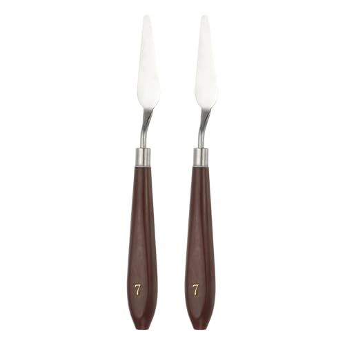 HARFINGTON 2pcs Palette Knife Painting Tool 2.2" x 0.59" Stainless Steel Art Spatula Pallet Knives Scrapers Tools with Plastic Handle for Acrylic Oil Canvas Mixing Spreading, Red/Silver - size: 2.2" x 0.59"