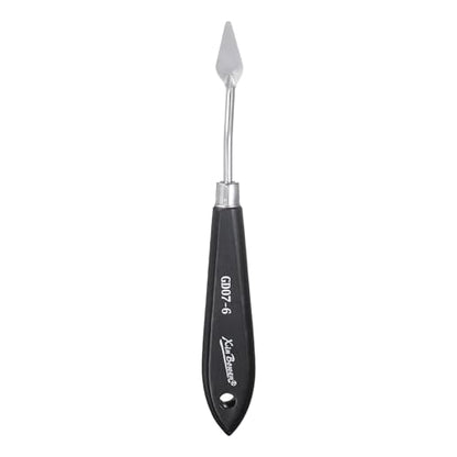 HARFINGTON Palette Knife Painting Tool 7.01" Stainless Steel Pointed Blade Spatula Painting Pallet Knife with Hole Design Beech Wood Handle for Oil Acrylic Canvas, Black/Silver - size: 7.01" x 1.1" x 0.47"