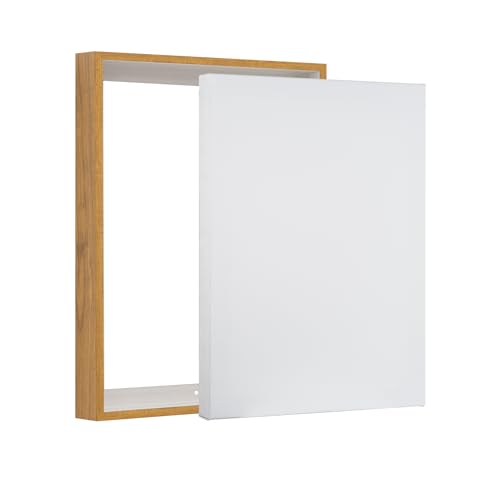 Pixy Canvas Value pack of 8x10 Stretched Canvas 1-1/2 (1.5) inch deep and Floater Frame for Your Paintings/Artwork/Wall Art/Wall Decor (Natural Oak, 8 x 10 inch, Portrait) - color: Natural Oak, size: 8 x 10 inch