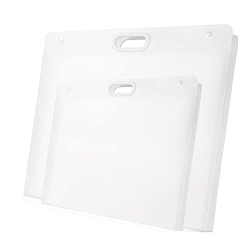 Plastic Art Portfolio, Large Art Portfolio with Handles,Waterproof Portfolio Folder for Artwork, Arts Storage Case for Drawing Sketch Photography Poster (2pcs set(22.44x17.32'' and 17.32x13.22'')) - size: 2pcs set(22.44x17.32'' and 17.32x13.22'')