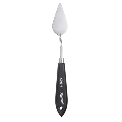 HARFINGTON Palette Knife Painting Tool 8.19" Stainless Steel Pointed Blade Spatula Painting Pallet Knife with Hole Design Beech Wood Handle for Oil Acrylic Canvas, Black/Silver - size: 8.19" x 2.36" x 1.14"