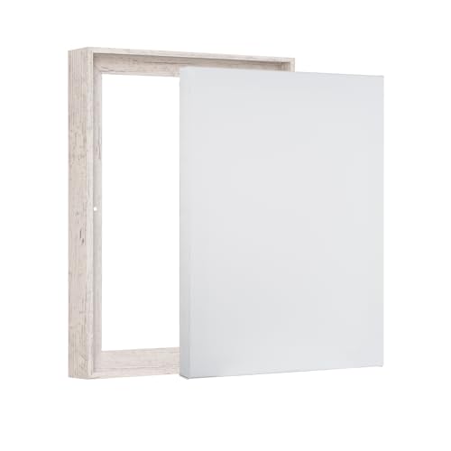 PIXY CANVAS Value Pack of 8x10 Stretched Canvas 1-1/2 (1.5) inch deep and Floater Frame for Your Paintings/Artwork/Wall Art/Wall Decor (Distressed White, 8 x 10 inch, Portrait) - color: Distressed White, size: 8 x 10 inch