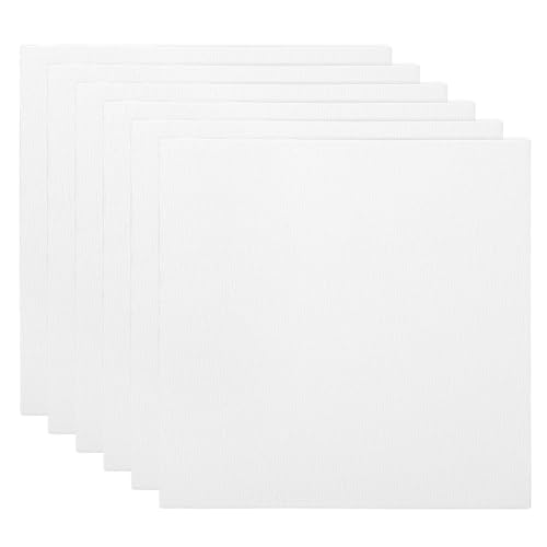 PATIKIL 8x8 Canvas Boards for Painting, 6 Pack 100% Cotton Square Triple Primed Stretched Blank Art Canvas Panel Bulk Thin for Acrylic, Oil, Tempera Paints, White - size: 8x8inch