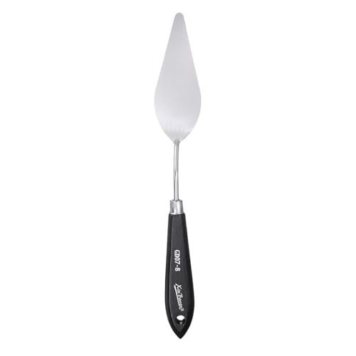 HARFINGTON Palette Knife Painting Tool 9.84" Stainless Steel Pointed Blade Spatula Painting Pallet Knife with Hole Design Beech Wood Handle for Oil Acrylic Canvas, Black/Silver - size: 9.84" x 3.94" x 1.42"