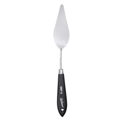 HARFINGTON Palette Knife Painting Tool 9.84" Stainless Steel Pointed Blade Spatula Painting Pallet Knife with Hole Design Beech Wood Handle for Oil Acrylic Canvas, Black/Silver - size: 9.84" x 3.94" x 1.42"