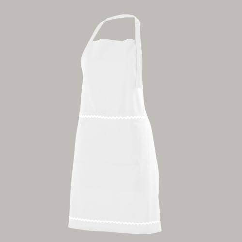 FINGERCRAFT Apron, Dual Pocket, Adjustable Tie, Multipurpose Washable Bib Apron for Home, Kitchen, Chef and Professionals - color: White