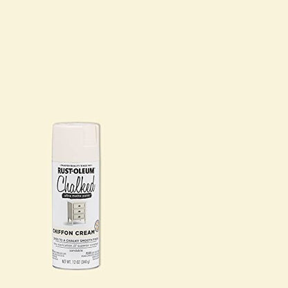 Rust-Oleum Chalked All-in-One Ultra Matte Chiffon Cream Spray Paint - color: Chiffon Cream, size: 12 Ounce (Pack of 1)