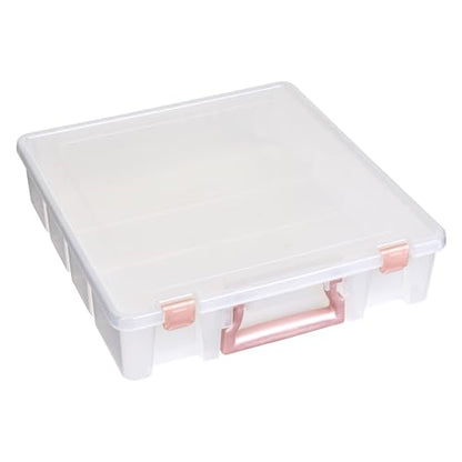 ArtBin Essentials 12 x 12 One-Compartment Craft Box, Clear | One Open Compartment, 15.25 x 14 x 3.5 Inches, Secure Latches, Stackable, Durable Polypropylene - color: Rose Gold