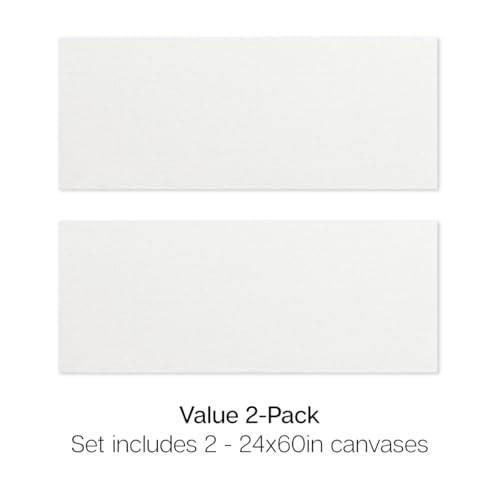 KINGART 853-2 Stretched White Canvas for Painting, 24 x 60 Inch, Pack of 2 - size: 24 x 60 Inch