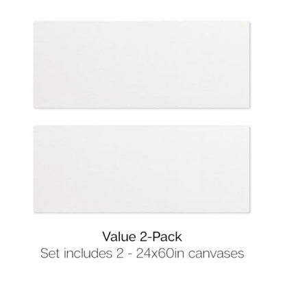 KINGART 853-2 Stretched White Canvas for Painting, 24 x 60 Inch, Pack of 2 - size: 24 x 60 Inch