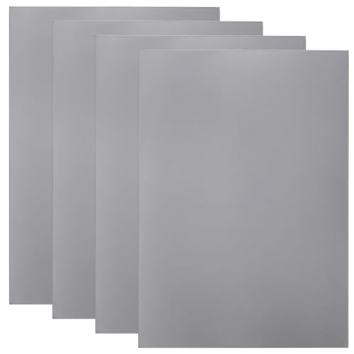 Tlence 4 Pack Rubber Stamp Sheets, 2.6 mm (0.1 inch) A4 Size Light Gray Rubber Pads, Soft Rubbers Mat for Engraving Machine Cutter, Laser Rubbers Carving Blocks Material to Making Custom Stamps