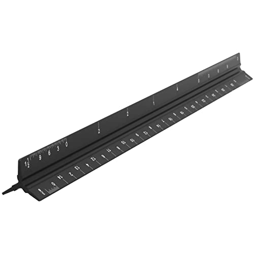 KEILEOHO 3 Pack Architectural Scale Ruler, 12 Inch | Imperial Aluminum Architect Scale, Triangular Drafting Ruler for Engineers, Contractors, Black