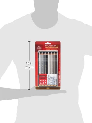 KOH-I-NOOR Polycolor Grey Line Artist's Coloured Pencils (Set of 12)