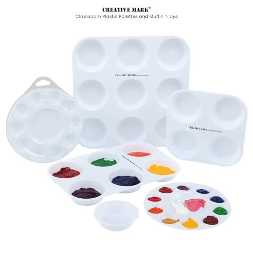 Creative Mark Durable Solvent-Resistant Plastic Paint Water Cup, Pack of 12, Multipurpose Water Cups with Brush Rest for Students, Artists, Teachers, Ideal for Everyday Studio Use - 74ml (2.5oz)
