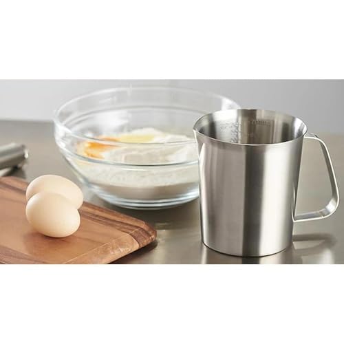 18/8 Stainless Steel Measuring Cup with Handle and Pour Spout, Commercial Kitchen Food Prep Pitcher for Restaurant, Bakery, Cooking and Ingredient Measuring, 24 OZ (3 Cup, 700 ML) - color: Flat Handle, size: 24 OZ (3 Cup, 700 ML)