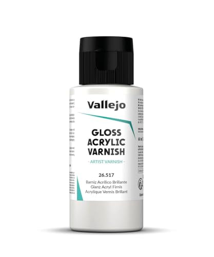 Vallejo - Permanent Acrylic Varnish | Glossy Finish 60 ml. (2.02 fl.oz.) | Extraordinary Hardness & Permanence | Scratch Resistant & Non-Yellowing | Outdoor and Indoor Surfaces - style: Gloss Acrylic Varnish 60 ml. (2.02 fl.oz.)