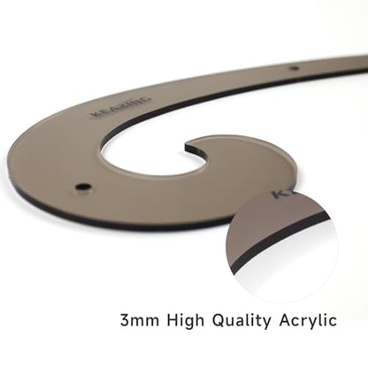 KEARING 9"(23CM) Classic Acrylic French Curve Ruler Vary Form Curve Clear Hip Measuring Curve Ruler for Sewing Fashion Pattern Making Dressing Making, Design Supplies - style: PM6012(9")
