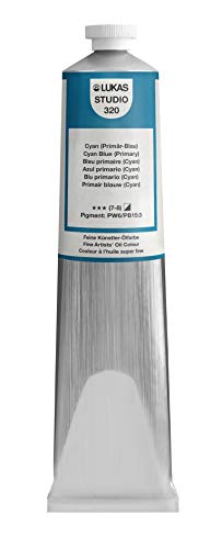 Lukas Studio Artist Oil Color Paints - High-pigment oil paint made with natural binder for artist, painting, & more! - [Cyan Blue (Primary) - 200 mL] - color: Cyan Blue (Primary), size: 6.76 Fl Oz (Pack of 1)